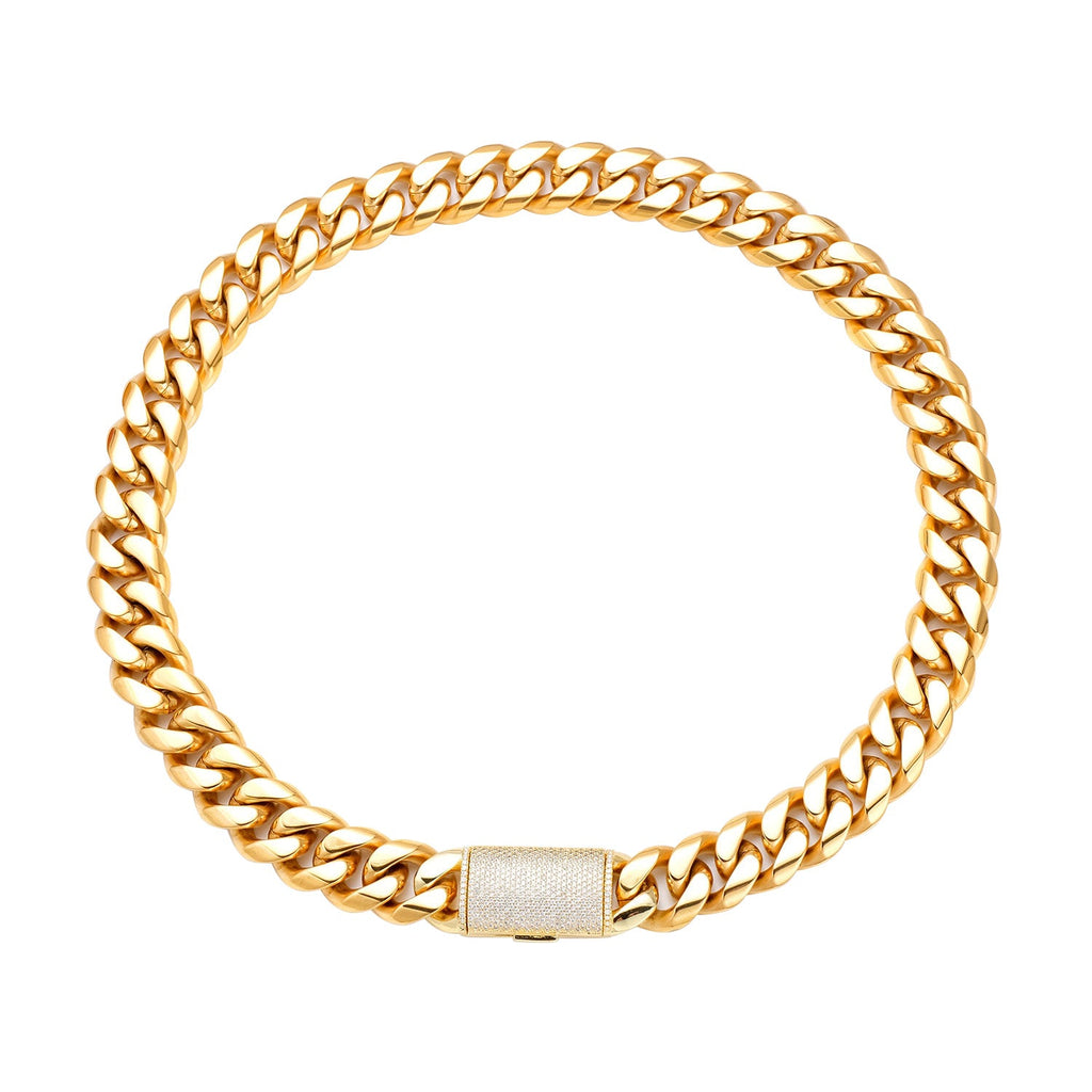 Stainless Steel European And American Hip-Hop Necklace With Zircon Clasp
